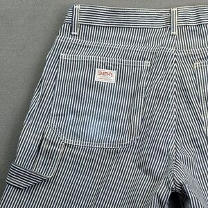 Smiths Workwear Carpenter Shorts Men 34 Hickory Stripe Indigo Blue Vintage Denim
